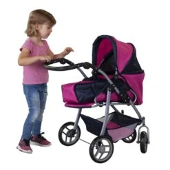 Besttoy - Kombi Puppenwagen - Blau/pink/schwarz 5 Besttoy - Kombi Puppenwagen - Blau/pink/schwarz -Kinderspielzeug Verkauf 136970 4016096115890 besttoy kombipuppenwagen flowers 02