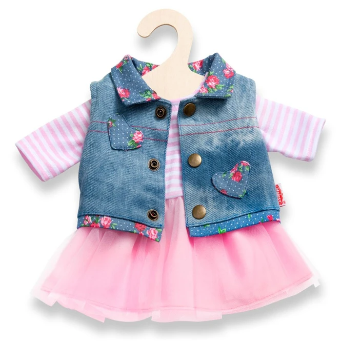 Puppen Tüllkleid Mit Jeansweste - Größe 28 Bis 35 Cm 1 Puppen Tüllkleid Mit Jeansweste - Größe 28 Bis 35 Cm