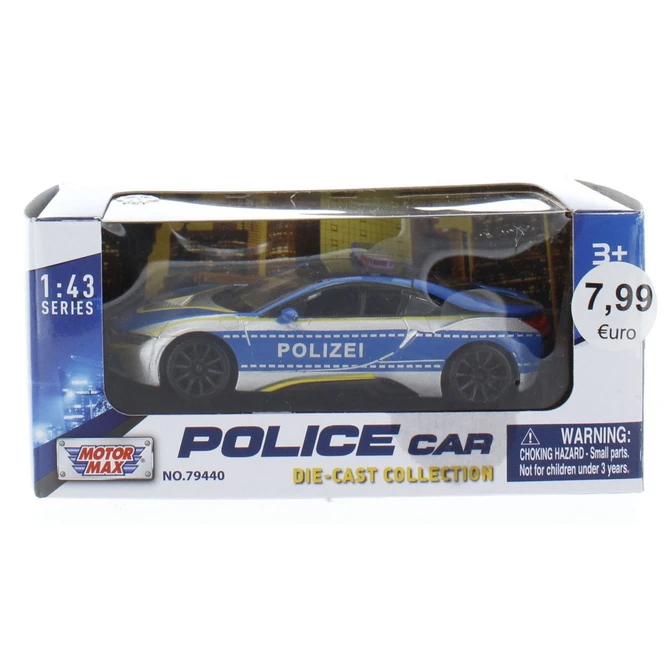 Motormax - BMW I8 Coupe - Polizei Einsatzfahrzeug - Maßstab 1:43 1 Motormax - BMW I8 Coupe - Polizei Einsatzfahrzeug - Maßstab 1:43