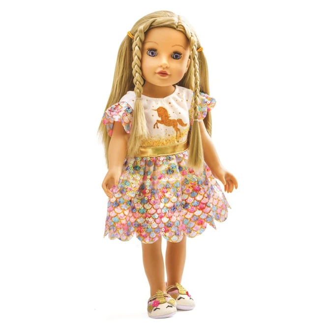 Puppen-Glitzerkleid - Einhorn Goldy - Größe 35 - 45 Cm 2 Puppen-Glitzerkleid - Einhorn Goldy - Größe 35 - 45 Cm – Bild 2