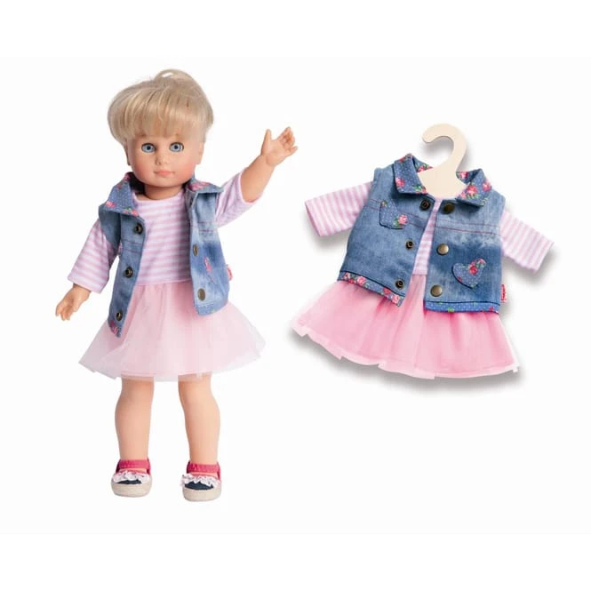 Puppen Tüllkleid Mit Jeansweste - Größe 28 Bis 35 Cm 2 Puppen Tüllkleid Mit Jeansweste - Größe 28 Bis 35 Cm – Bild 2