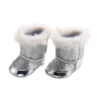 Puppen Winterstiefel Mit Fell - Größe 38-45 Cm - Silber