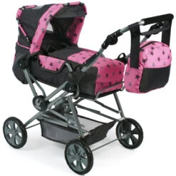 Kombi-Puppenwagen - Road Star - Schwarz-pink, Mit Sternen 5 Kombi-Puppenwagen - Road Star - Schwarz-pink, Mit Sternen -Kinderspielzeug Verkauf 4004181562834 2008701