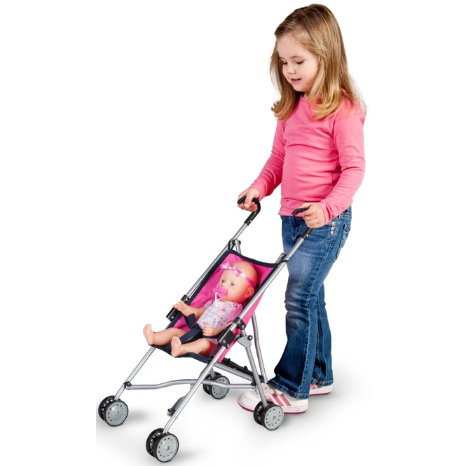 Puppenbuggy - Pink/blau Mit Blumen - Besttoy 2 Puppenbuggy - Pink/blau Mit Blumen - Besttoy – Bild 2