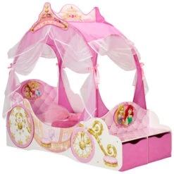 Disney Princess - Kinderbett Im Kutschen-Design Mit Sitzbank - Ca. 70 X 140 Cm